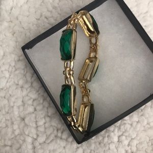 Emerald green and Gold bracelet
